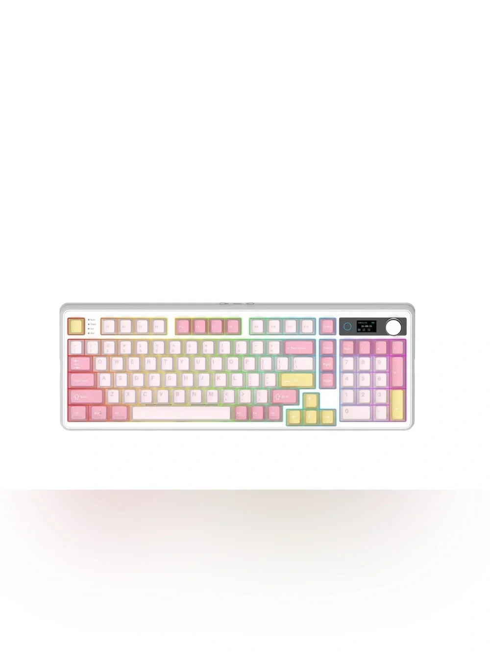 Epomaker TH99 Pro Pink Mechanical Keyboard Sea Salt Silent Switches RGB Knob